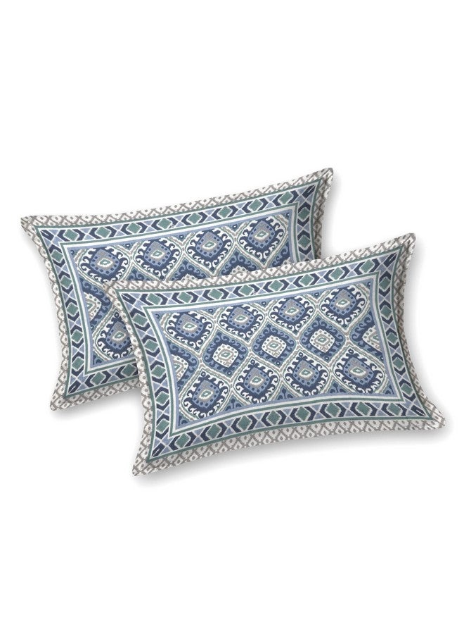 DE CAMA Since 1997 | 100% Cotton 300 TC Premium King Size Bedsheet for Double Bed (90 x 108 Inch) with 2 Pillow Covers Set (17 x 27 Inch) Designer Printed Bedsheet Set - Ikat Blue - Image 4