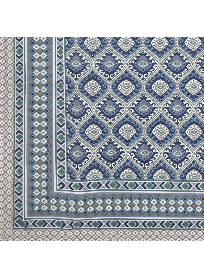 DE CAMA Since 1997 | 100% Cotton 300 TC Premium King Size Bedsheet for Double Bed (90 x 108 Inch) with 2 Pillow Covers Set (17 x 27 Inch) Designer Printed Bedsheet Set - Ikat Blue - Image 5