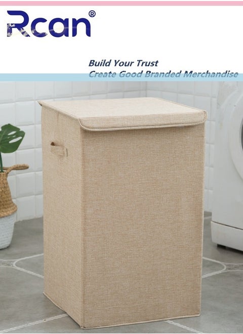 Large Storage Box with Handles and Lid Foldable Laundry Basket for Clothes Storage Organization Games Books Items Folding Chest Storage Organizer