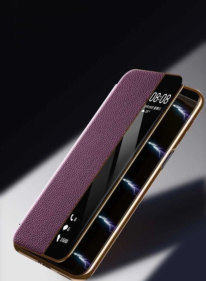 Flip Smart Leather Case Compatible with Huawei Pura 80 Pro/Pura 80 Pro Plus, Clear View Window Magnetic Slim Shockproof Protective Cover with Fold Stand - Image 2