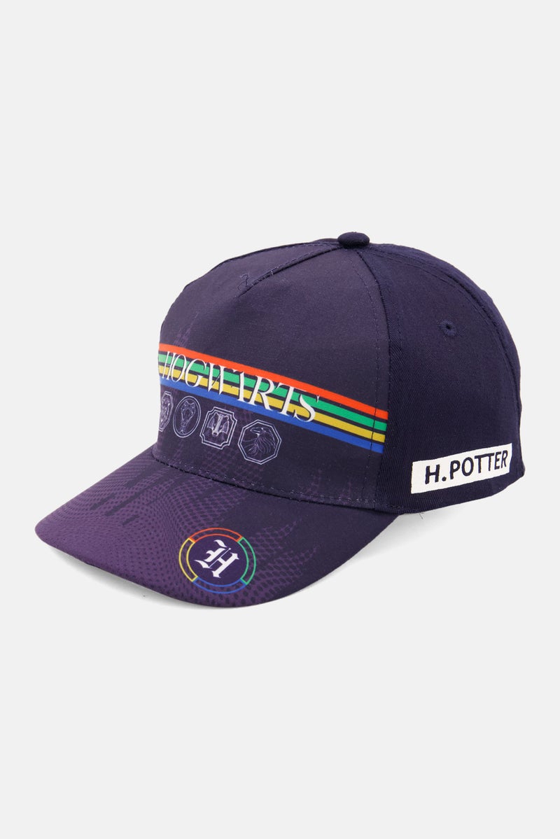 Harry Potter Kids Boy Graphic Print Velcro Cap, Navy Blue  - Image 1