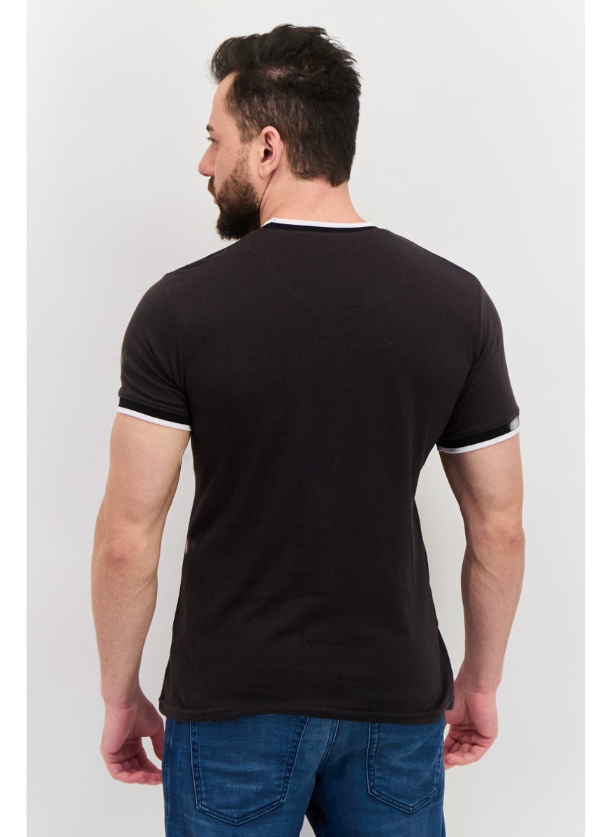 Modern Culture Men Crew Neck Short Sleeve Striped T-Shirts, Asphalt  - Image 3