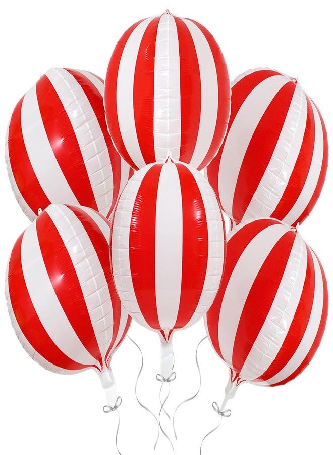 Deermon Jumbo Red White Circus Clown Balloon, 6 Pack 360 Degree 4D Sphere Carnival Themed Stripe Balloon For Baby Shower Wedding Christmas Halloween Party Decoration Supplies - Image 1