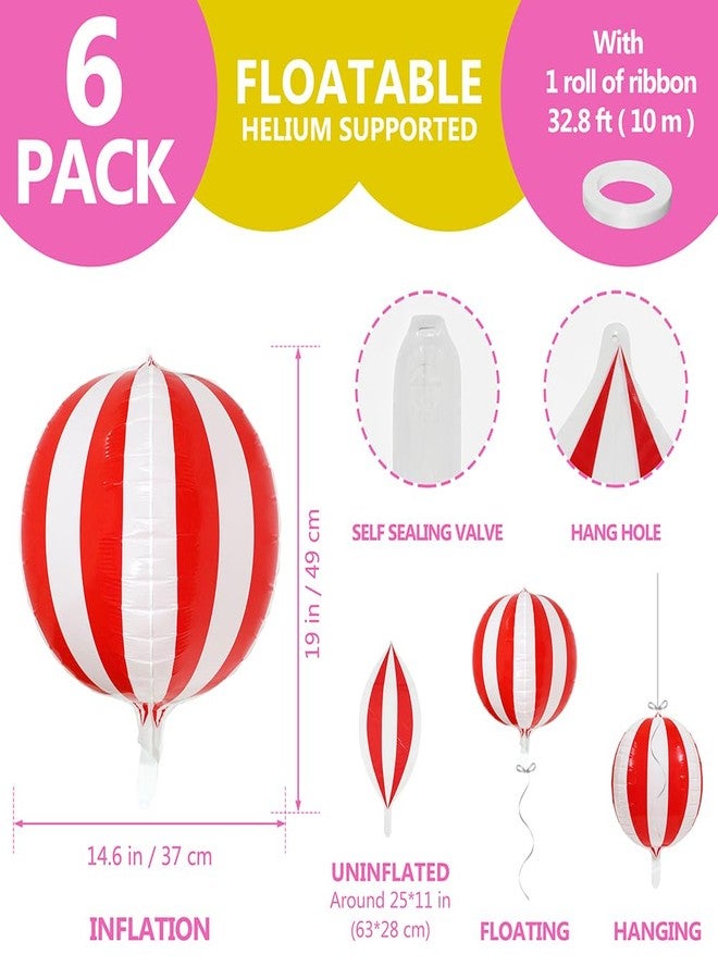 Deermon Jumbo Red White Circus Clown Balloon, 6 Pack 360 Degree 4D Sphere Carnival Themed Stripe Balloon For Baby Shower Wedding Christmas Halloween Party Decoration Supplies - Image 5