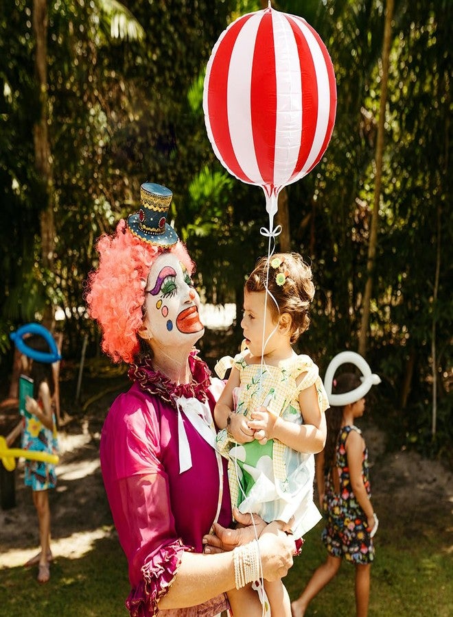 Deermon Jumbo Red White Circus Clown Balloon, 6 Pack 360 Degree 4D Sphere Carnival Themed Stripe Balloon For Baby Shower Wedding Christmas Halloween Party Decoration Supplies - Image 2