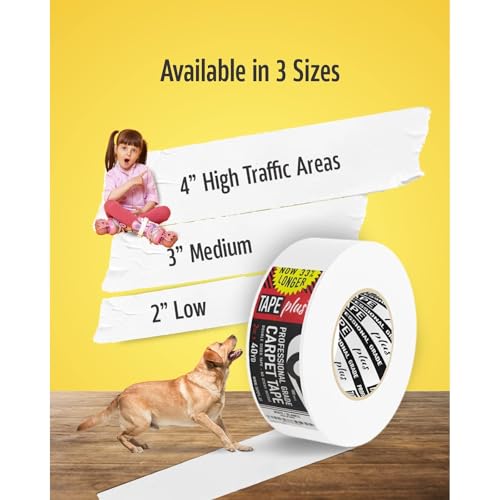 TapePlus Carpet & Rug Tape - 2 in x 40 yd, White - Double-Sided Carpet Tape for Area Rugs & Floor Mats on Hardwood & Laminate Floors - Professional Grade Adhesive, Heavy Duty, Residue-Free, Easy Peel - Image 5
