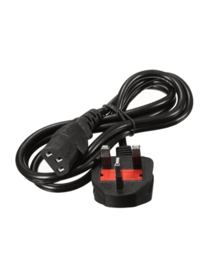 3-Pin Power Cable PC 1.5M (5ft) –UK power cord with fuse Heavy Duty 3-Prong AC Cable with Pure Copper Wire and Built-in Fuse – For PC, Monitor, TV, Printer, Copier, Shredder – Black - Image 2