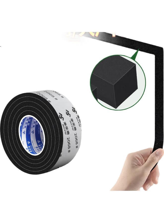 Miloch Milaiqi Thickened Strong Adhesive Black Single-Sided Anti-Static Sponge Tape, Shock-Proof And Anti-Collision Sealing Strip, Black - 30Mm Wide * 3 Meters Long [8Mm Thick] 2 Rolls - Image 1