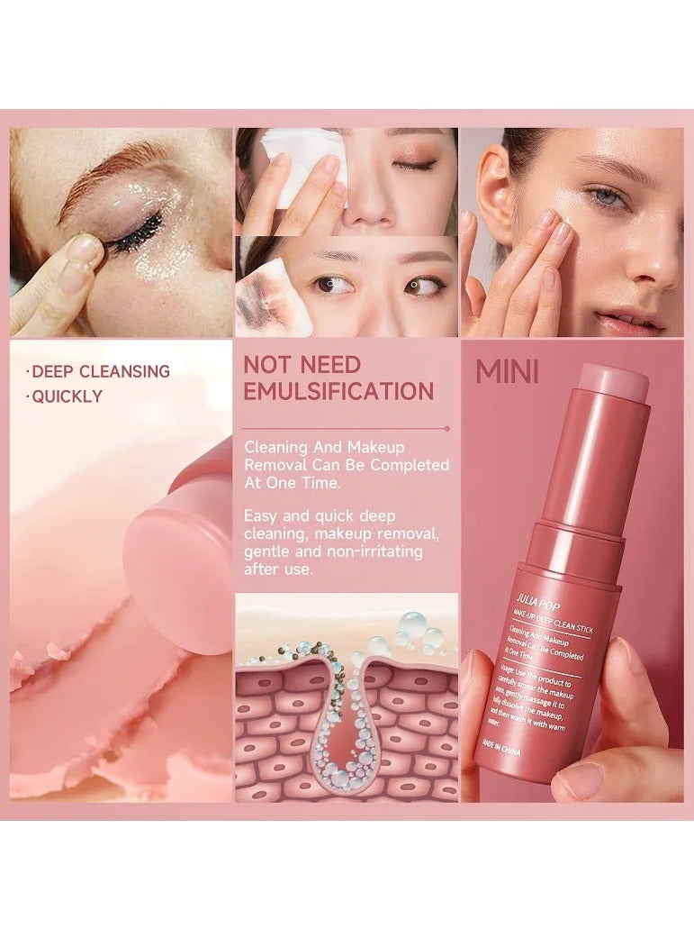 JULIA POP Makeup Deep Clean Stick Deep Cleaning and Refreshing Face and Body Makeup Remover Stick Oil Moisturizing Make Up Lipstick Remover Stick Face Cleanser Balm  - Image 2