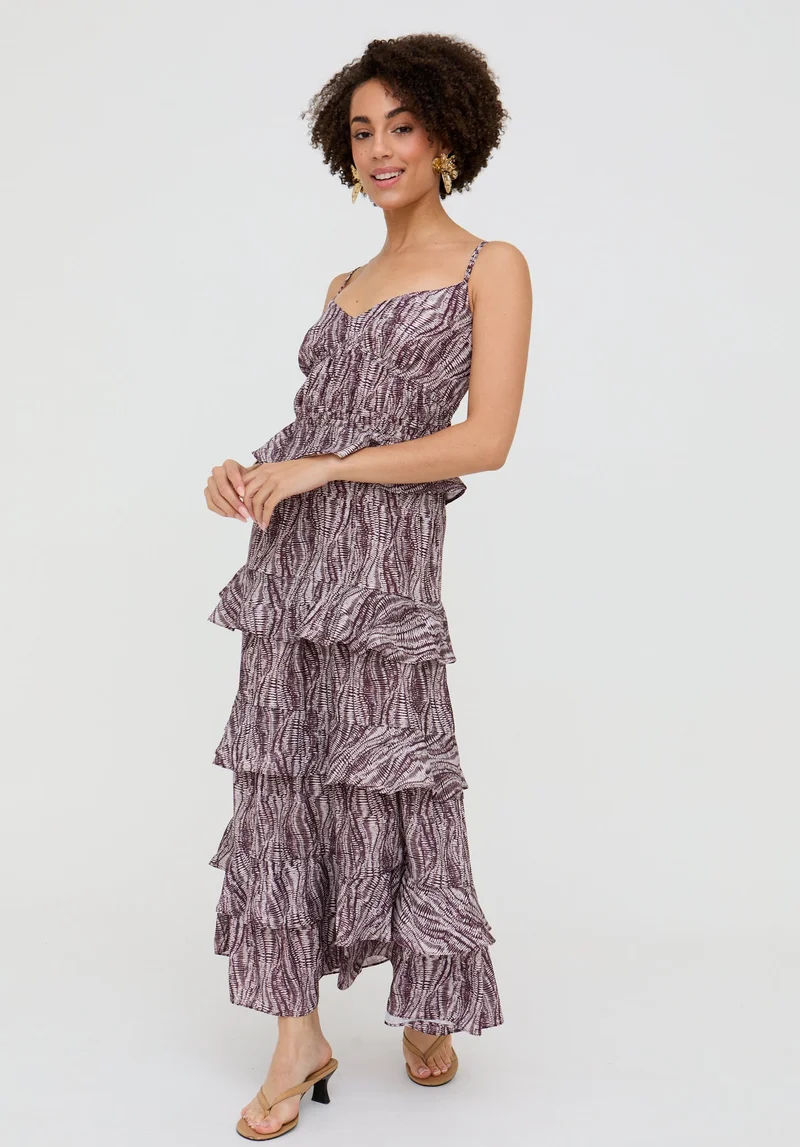 رافاي Tangiers Tiered Line Print Maxi Dress In Multi