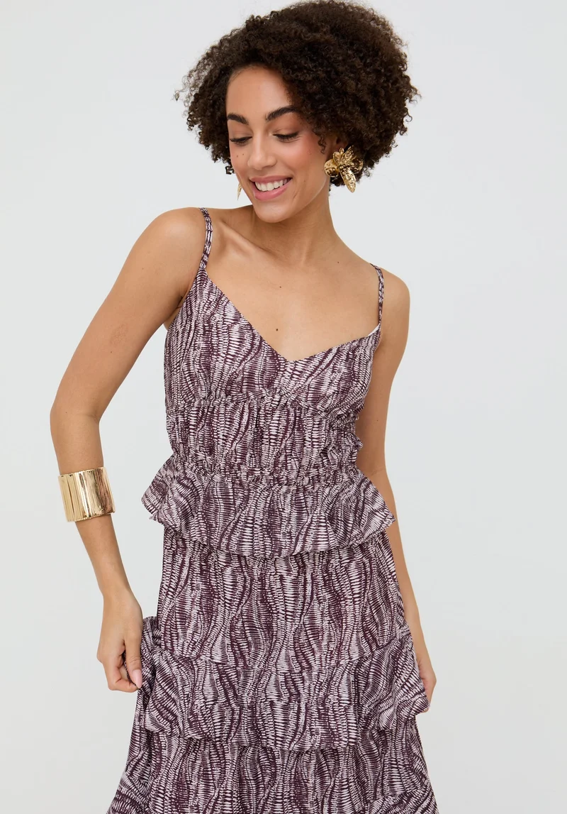 رافاي Tangiers Tiered Line Print Maxi Dress In Multi