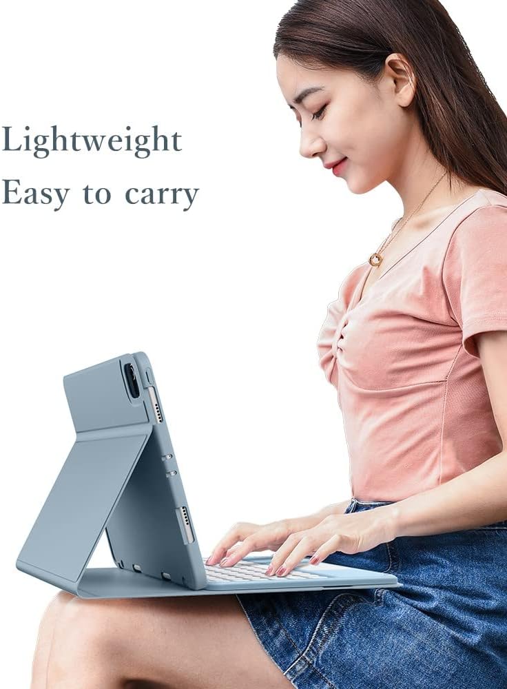 HENGHUI Keyboard Case Mouse for iPad Air 11 inch (M3,M2)/ iPad Air 5th/4th Generation 10.9 inch Case with Detachable TouchPad Color Keyboard Cute Round Key (Blue) - Image 5