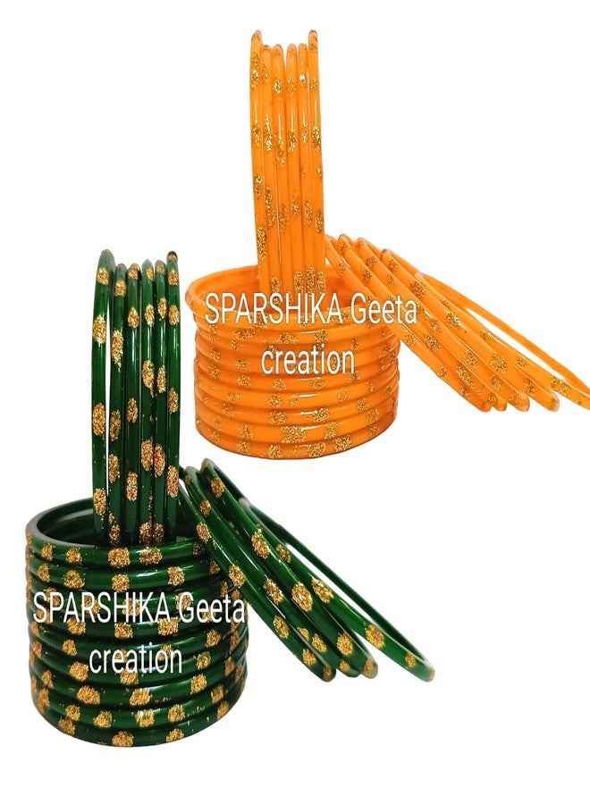مجموعة أساور متعددة الألوان من SPARSHIKA Geeta creation للنساء والفتيات | أحمر، أخضر، أصفر، وسوار تشوري | أساور زجاجية 40 قطعة | (3 SPARSHIKA، 2.6) - Image 3