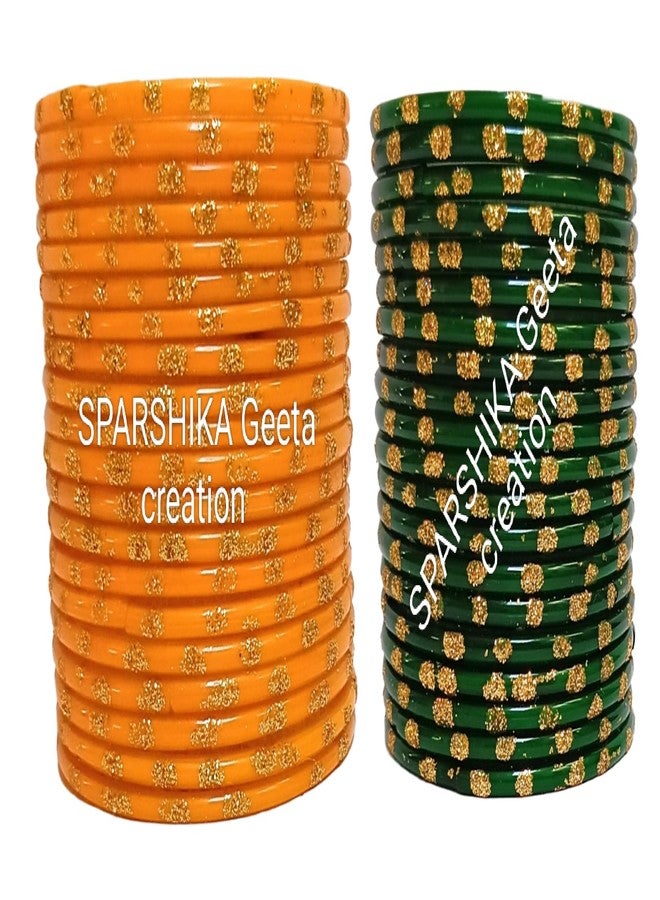 مجموعة أساور متعددة الألوان من SPARSHIKA Geeta creation للنساء والفتيات | أحمر، أخضر، أصفر، وسوار تشوري | أساور زجاجية 40 قطعة | (3 SPARSHIKA، 2.6) - Image 2