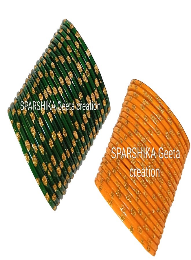 مجموعة أساور متعددة الألوان من SPARSHIKA Geeta creation للنساء والفتيات | أحمر، أخضر، أصفر، وسوار تشوري | أساور زجاجية 40 قطعة | (3 SPARSHIKA، 2.6) - Image 5