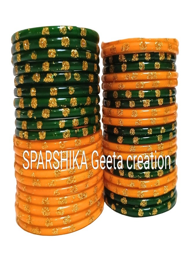 مجموعة أساور متعددة الألوان من SPARSHIKA Geeta creation للنساء والفتيات | أحمر، أخضر، أصفر، وسوار تشوري | أساور زجاجية 40 قطعة | (3 SPARSHIKA، 2.6) - Image 4