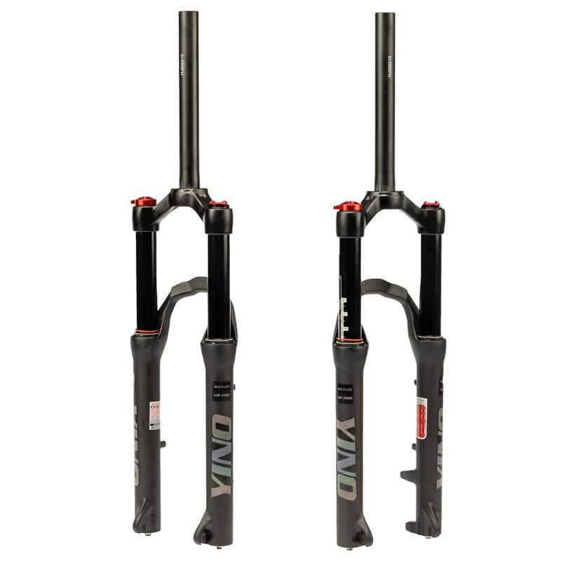 BUCKLOS YINO 24 inch MTB Air Suspension Fork 120mm Travel, QR 9mm/100 * 15mm Thru Axle Disc Brake, 1-1/8" Straight Tube Manual Lockout XC AM Ultralight Mountain Bike Front Forks - Image 1