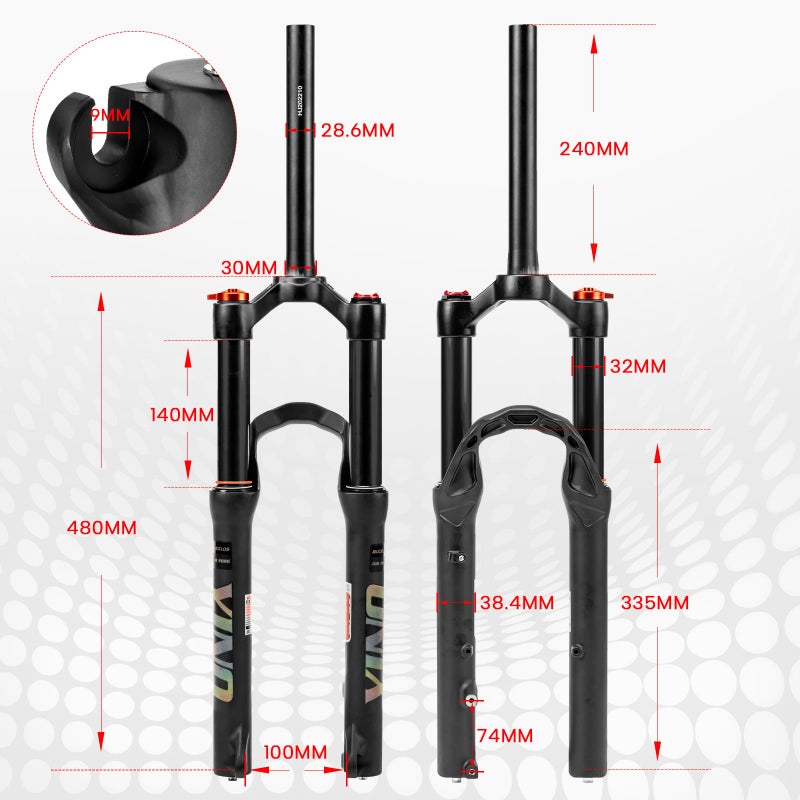 BUCKLOS YINO 24 inch MTB Air Suspension Fork 120mm Travel, QR 9mm/100 * 15mm Thru Axle Disc Brake, 1-1/8" Straight Tube Manual Lockout XC AM Ultralight Mountain Bike Front Forks - Image 5