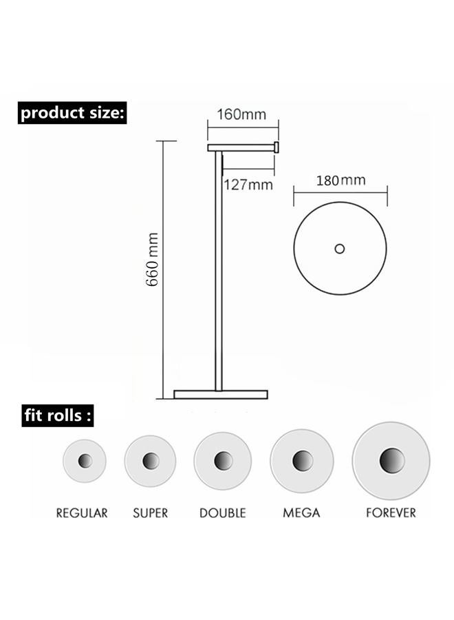 Nodafuer Toilet Paper Holder Stand with Weighted Natural Marble Base, Bathroom Free Standing Toilet Paper Roll Holder with Reserve, Standing Toilet Tissue Holder with Storage (Brushed Nickel, with Storage) - Image 5