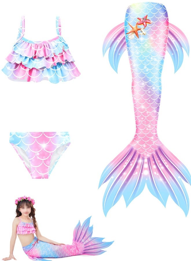 VUCATIN Mermaid Princess Dress up Girls Mermaid Dress Mermaid Swimsuit Girls Party Cosplay Princess Birthday Dress Kids Costume Cosplay Mermaid Skirt (CX03) - Image 1