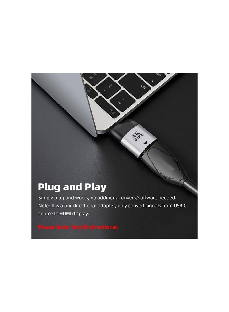 SOLARAE USB-C to HDMI Adapter 4K@60Hz, Type-C to HDMI Female Converter for MacBook Pro/Air, iPad Pro, Surface, Galaxy Note20/10, LG G7/V20, Google Pixel, and More (1 Pack) - Image 2