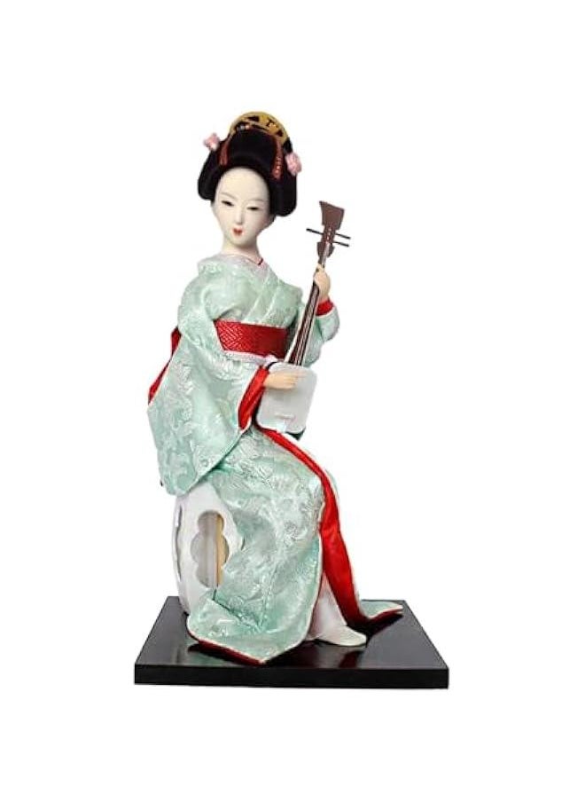 ماركة غير محددة 12 Japanese Geisha, Kimono Dolls, Oriental Doll Traditional Sculpture Ethnic Japanese Geisha Dolls, Girl Statue for Table, Red and Light Green  - Image 1