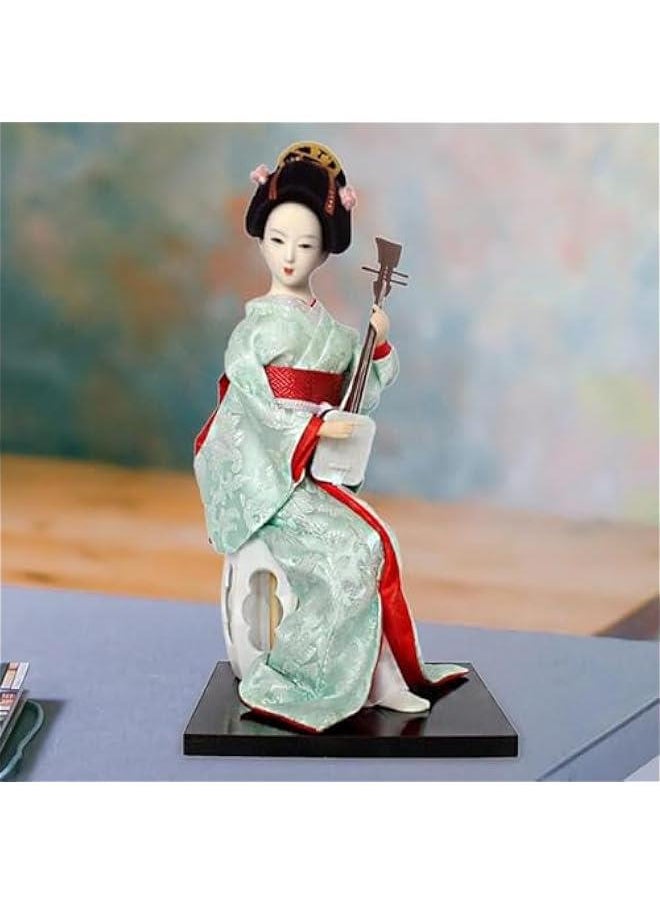 ماركة غير محددة 12 Japanese Geisha, Kimono Dolls, Oriental Doll Traditional Sculpture Ethnic Japanese Geisha Dolls, Girl Statue for Table, Red and Light Green  - Image 2