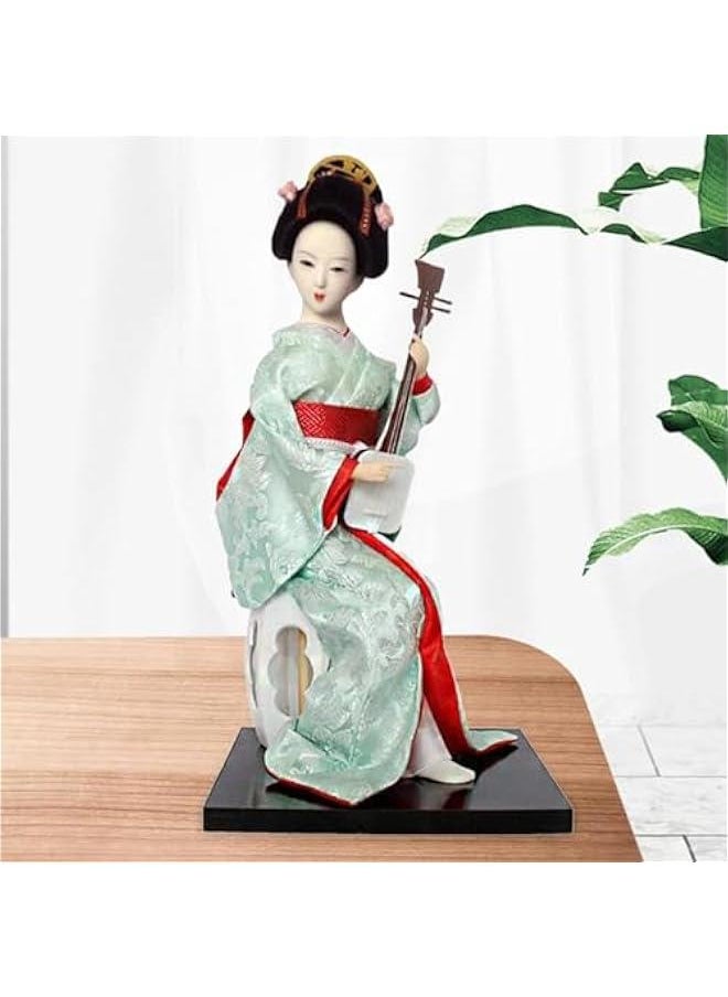 ماركة غير محددة 12 Japanese Geisha, Kimono Dolls, Oriental Doll Traditional Sculpture Ethnic Japanese Geisha Dolls, Girl Statue for Table, Red and Light Green  - Image 3