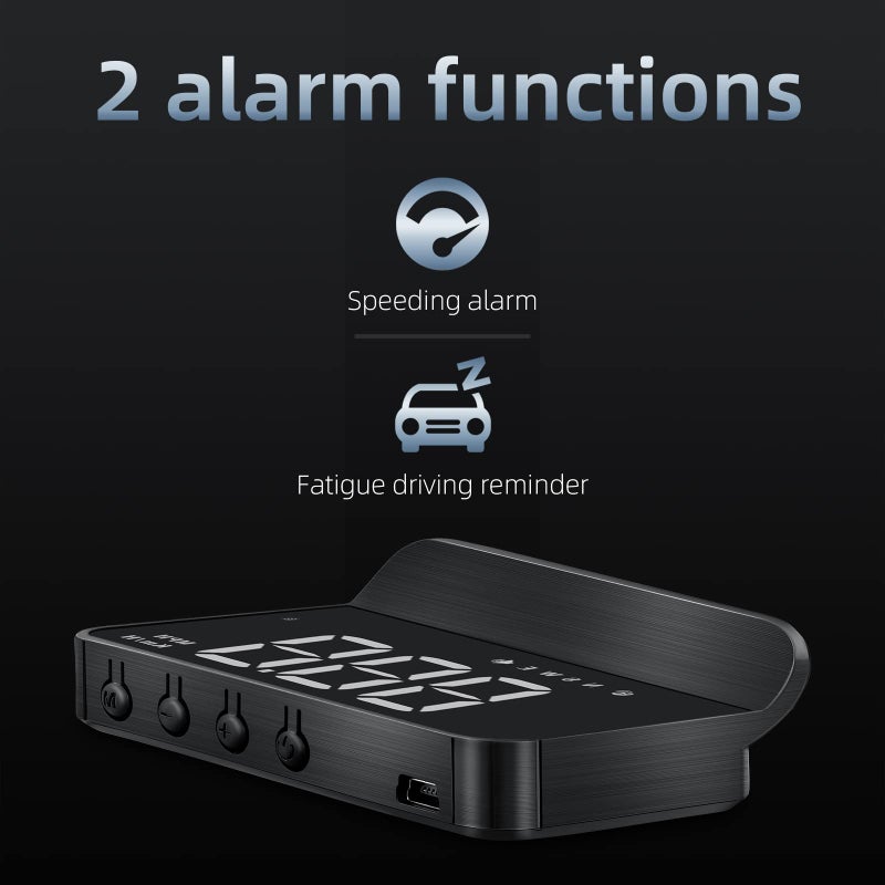 MAIMEIMI Windshield Heads Up Display for Car MAIMEIMI Digital Speedometer for Car HUD GPS Speedometer MPH with Travel Direction, Overspeed Alarm & Fatigue Driving Alarm for All 5V Vehicles - Image 3