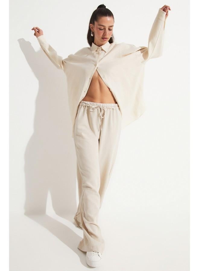 جون بنطلون جينز قطن بمقاس مرن بلون حجري - Image 2