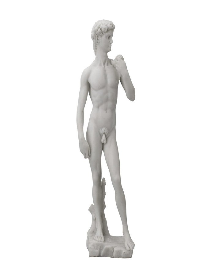 Veronese Design 13 Inch David by Michelangelo Statue Resin Sculpture White Marble Finish - Image 1