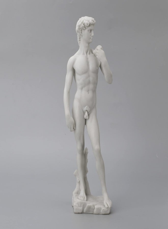 Veronese Design 13 Inch David by Michelangelo Statue Resin Sculpture White Marble Finish - Image 3