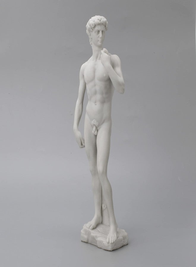 Veronese Design 13 Inch David by Michelangelo Statue Resin Sculpture White Marble Finish - Image 2