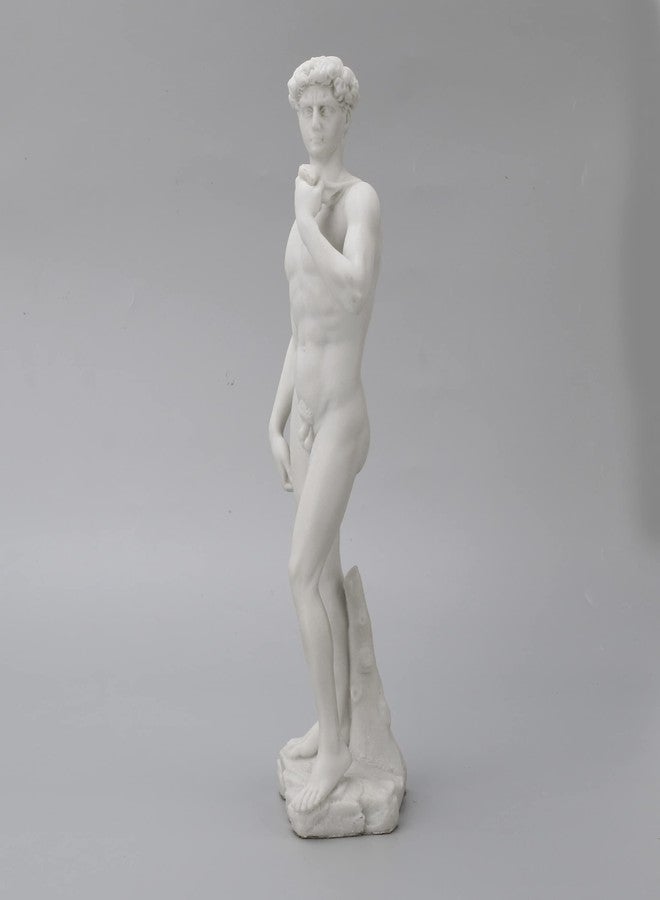 Veronese Design 13 Inch David by Michelangelo Statue Resin Sculpture White Marble Finish - Image 5
