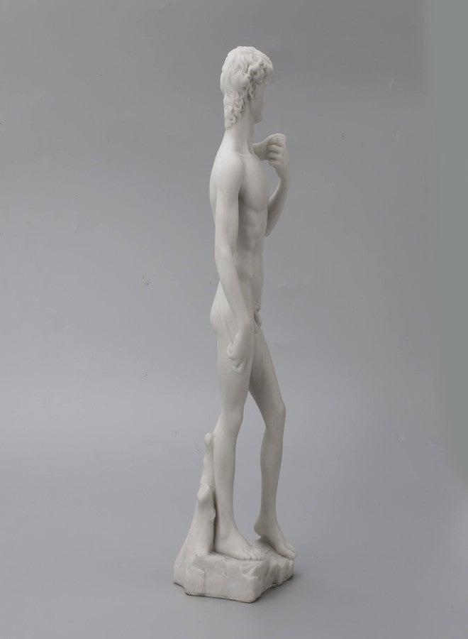 Veronese Design 13 Inch David by Michelangelo Statue Resin Sculpture White Marble Finish - Image 4