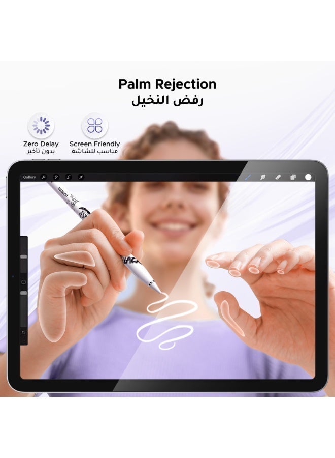Ugreen Stylus Pen for iPad with IP Collaboration High Sensitivity Magnetic Rechargeable Active Capacitive Pen Compatible with iPad 2018-2022, iPad Pro, iPad Air, iPad Mini, White black - Image 5