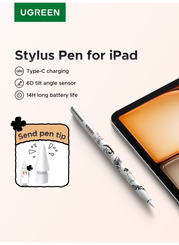 Ugreen Stylus Pen for iPad with IP Collaboration High Sensitivity Magnetic Rechargeable Active Capacitive Pen Compatible with iPad 2018-2022, iPad Pro, iPad Air, iPad Mini, White black - Image 1