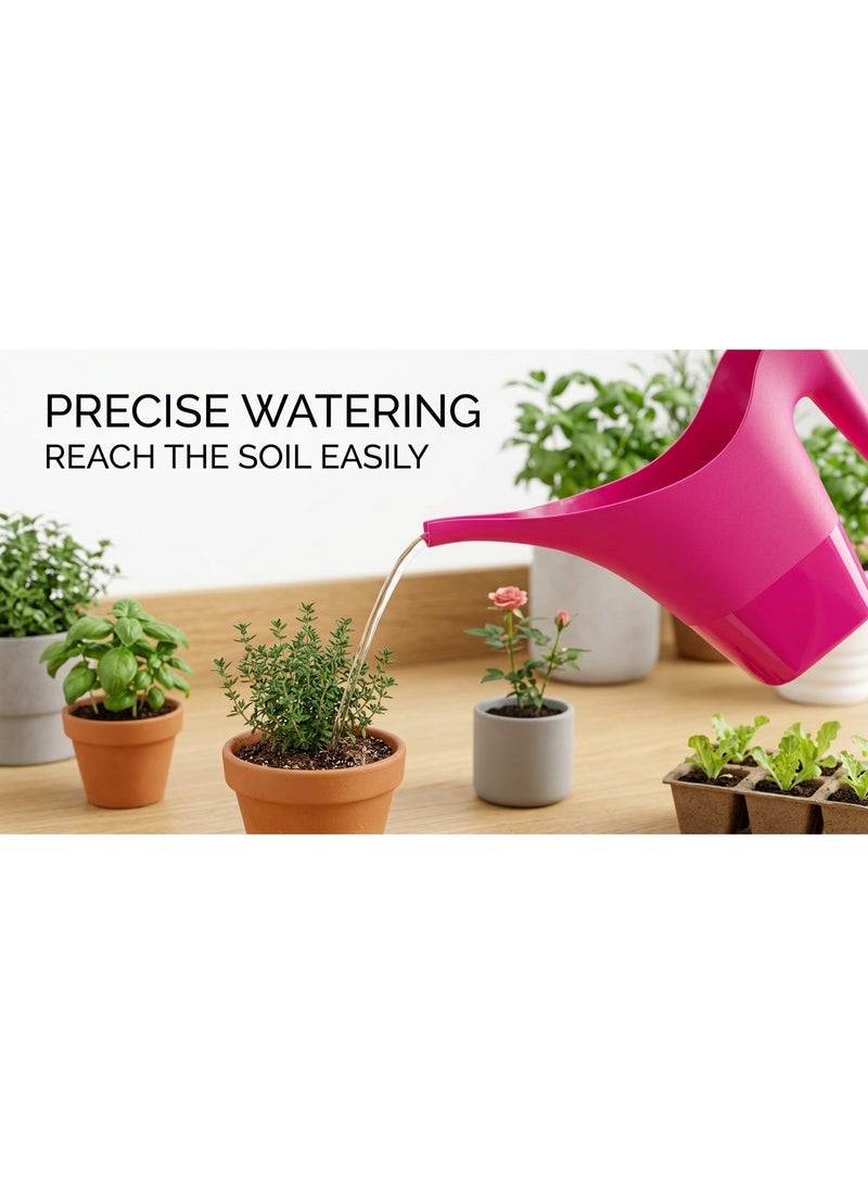 Fuchsia Pink Plastic Long Spout Watering Can 2-Litre Capacity for Indoor & Outdoor Houseplants - Manual Garden Watering Pot & Supplies - Image 2