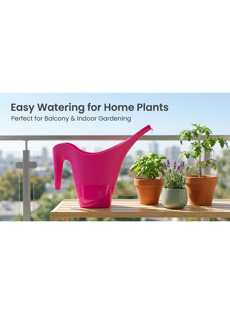 Fuchsia Pink Plastic Long Spout Watering Can 2-Litre Capacity for Indoor & Outdoor Houseplants - Manual Garden Watering Pot & Supplies - Image 5