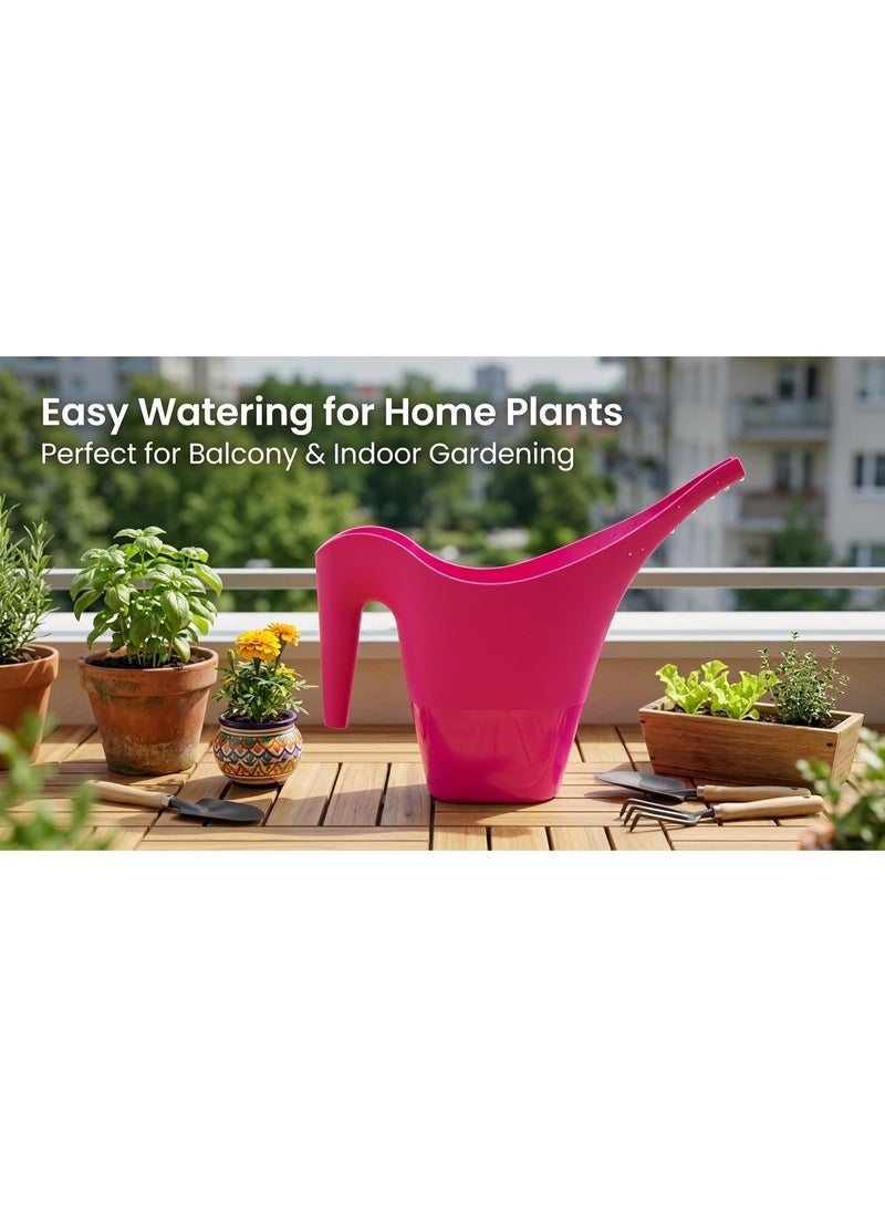Fuchsia Pink Plastic Long Spout Watering Can 2-Litre Capacity for Indoor & Outdoor Houseplants - Manual Garden Watering Pot & Supplies - Image 3