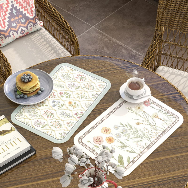 ISAENNE Vintage Floral PVC Placemats Set of 6,Colorful Flower Rectangle Place Mats, Waterproof and Heat-Resistant,Decoration for Kitchen,Dinning,Parties, Holiday,12"*17" - Image 3