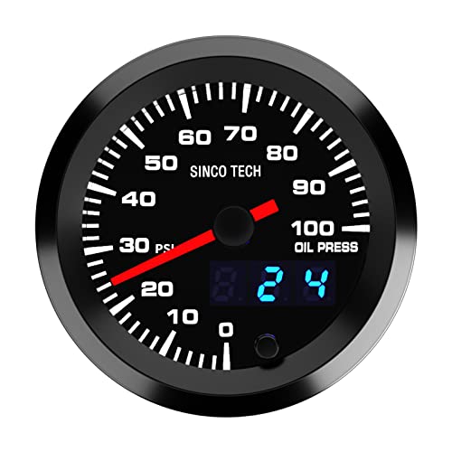 SINCO TECH 52mm Gauge Car Meter Digital Display Pointer 7 Colors Backlight 12V Universal Gauge Kit…… (Oil Pressure PSI) - Image 2