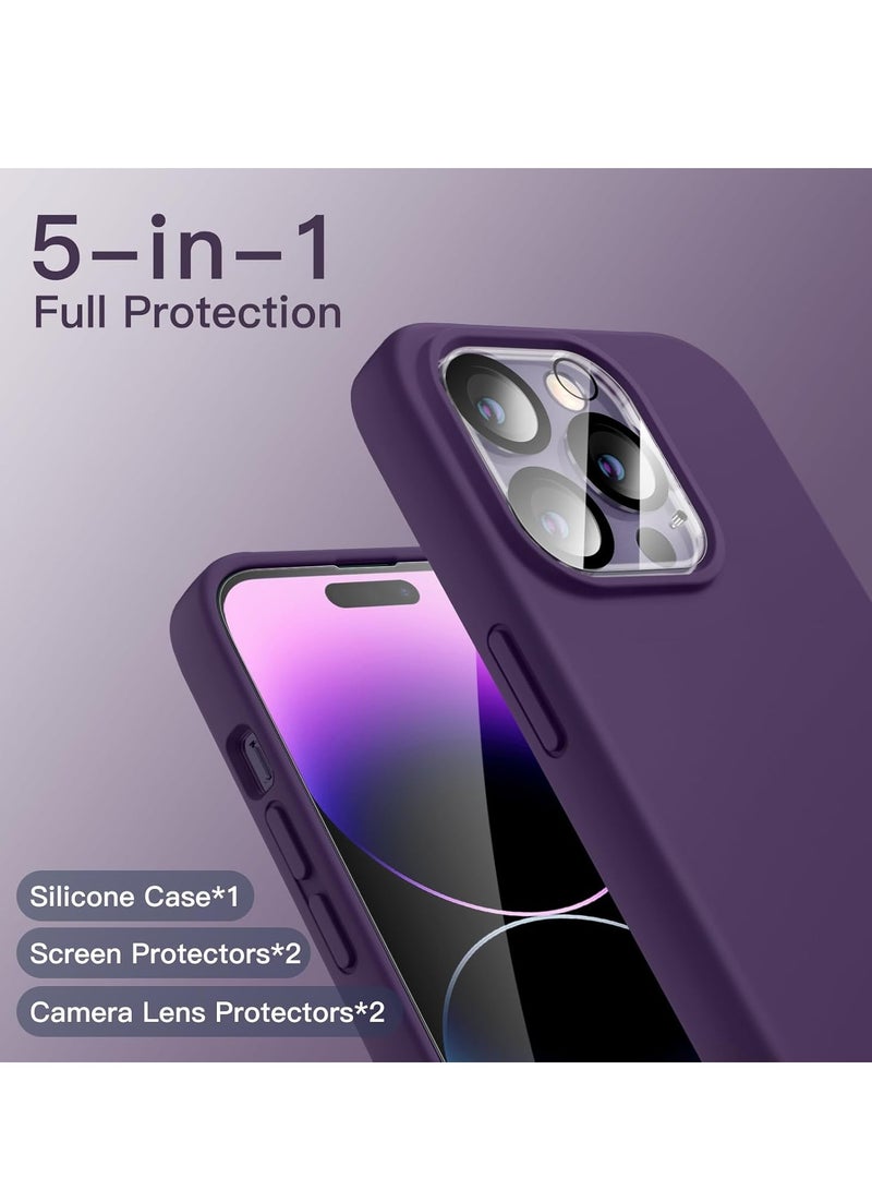 إلترازون "5-in-1 iPhone 14 Pro Max (6.7-Inch) Deep Purple Silicone Case - With 2 Screen Protectors & 2 Camera Lens Protectors" - Image 3