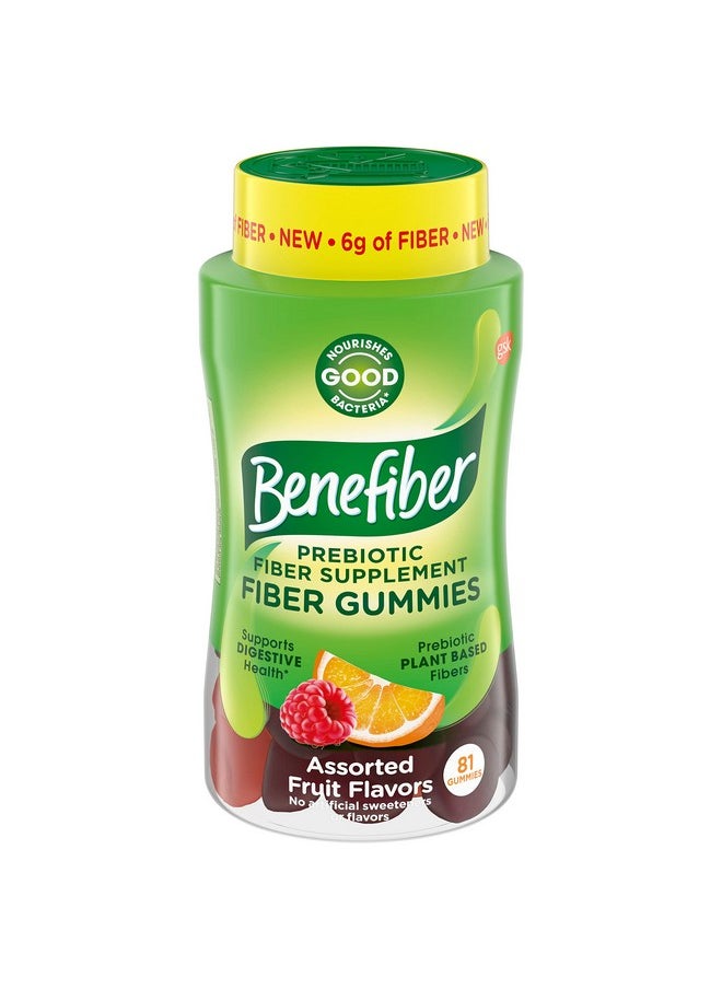 Benefiber Prebiotic Fiber Supplement Gummies For Digestive Health Assorted Fruit Flavor 81 Count  - Image 1