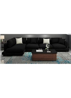 Comfynest Nordic Style Fabric Sofa Modern Living Room L-shape Sofa Technology Fabric Sofa home furniture set (Black)  - Image 1