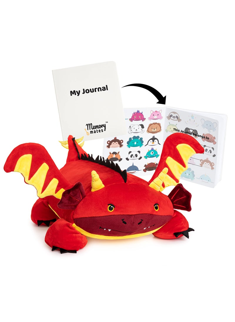 MEMORY MATES MEMORY MATES Jax The Red Dragon Memory Foam Pillow Plush 15  Stuffed Animal  - Image 1