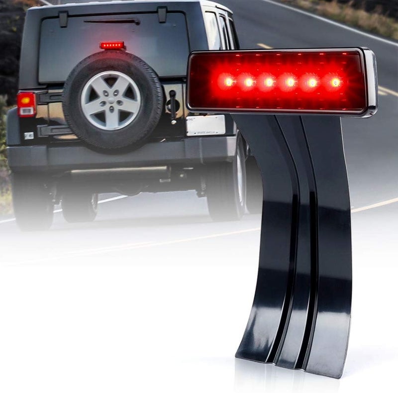 Xprite LED Third Brake Lights w/Smoke Lens High Mount Stop 3rd Tail Light Compatible with 2007-2018 Jeep Wrangler JK - Image 1