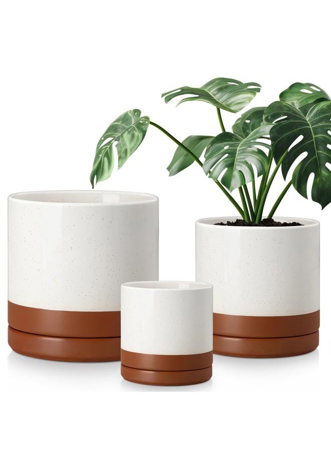 vancasso Ceramic Pots for Plants, Plant Pots for Indoor Plants, 6.25+8.25+10.25 Inch Ceramic Planters, Flower Pots with Drainage Holes, Planters Pot for Indoor House Plants, Set of 3, Khaki - Image 1