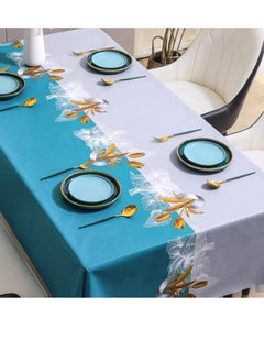 Excefore Waterproof Rectangle PVC Tablecloth, Wipeable Spill-Proof Table Cover, Braided Tablecloth for Kitchen Dining Room, Indoor and Outdoor Use (140x180cm)  - Image 1