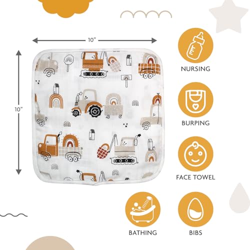 Mee Mee Super Soft 100% Cotton Woven Premium Baby Napkins | (22 cm X 22 cm) | Reusable Hygiene Wash Cloth | Napkin for New Babies | Kids Hankies for School use |Soft Baby face Towel | Pk-3 - Image 4